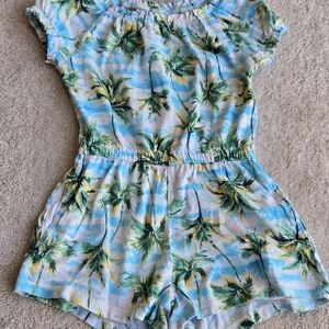 Old Navy Kids Tropical Palm Romper - Blue and Yellow